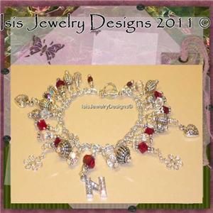 Isis Design Birthstone Charm Bracelet Letter N Initial Made w 