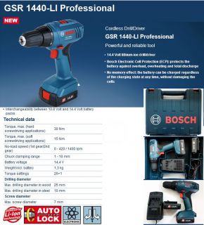 Bosch GSR 1440 LI Professional Cordless Drill / Driver Electronic Cell 