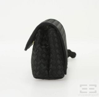 Bottega Veneta Vintage Black Intrecciato Satin Small Evening Bag