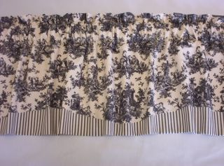   Waverly Sweet Pastimes Scalloped Toile Ticking Valance Curtains