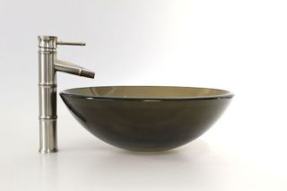New 16 1/2 Hand Paint Bathroom Tempered Glass Vessel Sink bowl ~Black 