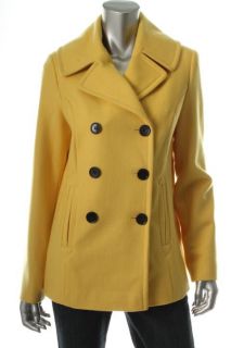 Tommy Hilfiger New Yellow Wool Double Breasted Classic Pea Coat 