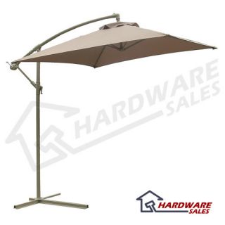 Adjustable Taupe 9 Steel Cantilever Umbrella w Base