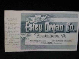 particular item is an Antique TRADE CARD Estey Organ Co., BRATTLEBORO 