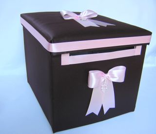 Wedding Chocolate Brown Pink Card Money Box Customized