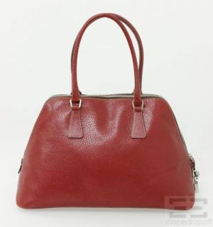 Prada Red Textured Boar Leather Bowler Bag