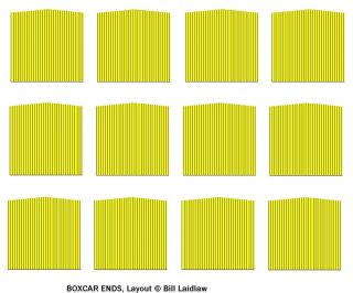12 Yellow Wood Era Printed Boxcar Ends for Six s Scale Boxcars Reefers 