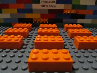Lego 2 x 4 Orange Bricks 10 Pieces New 2x4