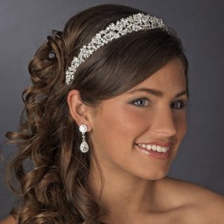   Silver Plated CZ Cubic Zirconia Wedding Bridal Headband Tiara