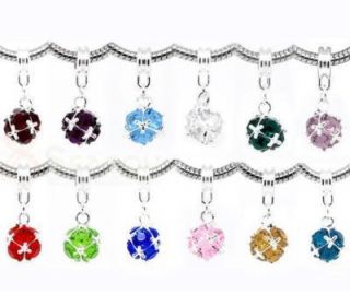 12 Mixed Birthstone Dangle Beads Fit Charm Bracelet