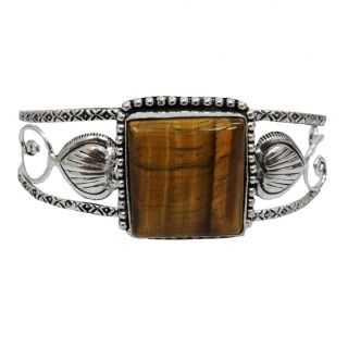   Tone Tiger Eye Stone Adjustable Cuff Bracelet Fashion Jewelry