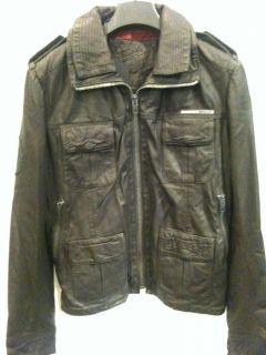  SUPERDRY Brad Mens Leather Jacket Brown BNWT