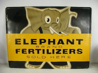Rare old Elephant brand fertilizer tin metal advertising sign Ernie 