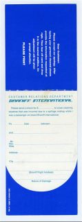 Braniff International Sorry Form Postcard to Cover Cleaning Expense 