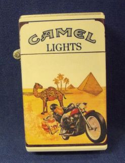Vintage Joe Camel Lights Butane Cigarette Lighter Riding Motorcycle 