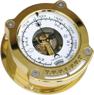   Cast Brass Aneroid Barometer w Inclinometer Nautical Instrument