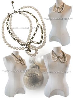 breathless lanvin 09aw pearl brass chain necklace