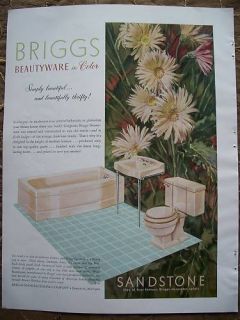 1952 Retro Briggs Beautyware Bath Tub Toilet Sink Ad