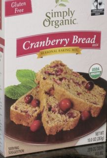 Simply Organic Gluten Free Cranberry Bread Mix 2 Boxes Fair Trade