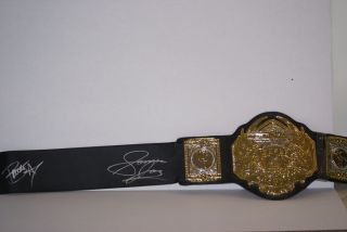 Samoa Joe and Brooke Hogan Signed TNA Championship Toy Belt COA Holo 