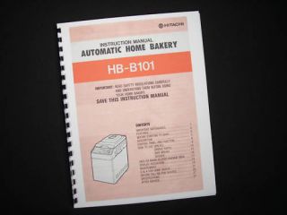 Hitachi HB B101 Bread Maker Instructions Manual Recipes