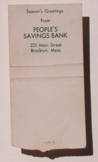 Peoples Savings Bank Xmas Greetings Brockton MA MB