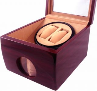 Red Wood Watch Winder Dual 2 1 AC DC Battery Operated