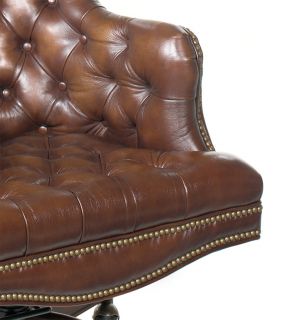 Light Brown Leather Empire Swivel Office Chair