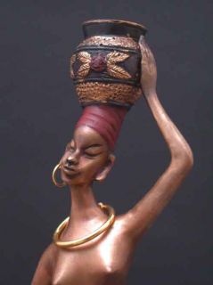 Bronze Sculpture African Maiden Semi Nude Blackamoor