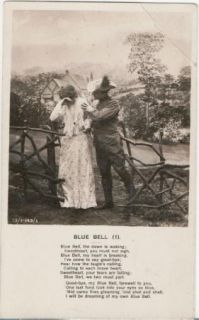 Vintage Romantic Photo Postcard Blue Bell with Verse