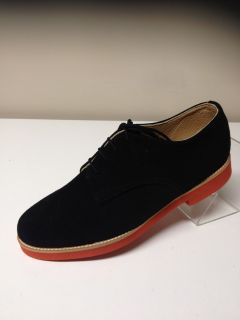   50s Shoe in Black Nubuck Leather Lace Up with Red Brick Sole