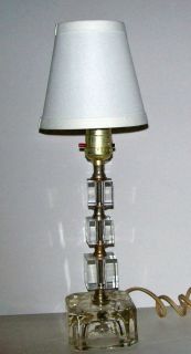 Vintage Crystal Retro Mid Century Modern Crystal Boudoir or Table Lamp 