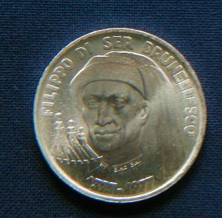   Italy San Marino Silver Coin 1000 £ Absolutly UNC Brunelleschi