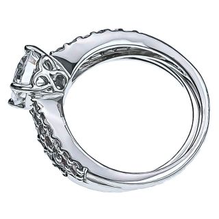   Cubic Zirconia Rhodium EP Bridal Engagement Wedding Ring Set