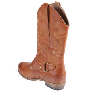 Brinley Co Womens Topstitched Pull on Cowboy Boots
