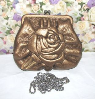 Brighton Gold Leather Night Rose Large Coin Purse Bag