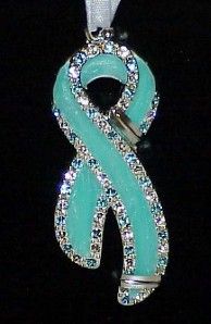 Harvey Lewis Swarovski Crystals Ornament Blue Ribbon  