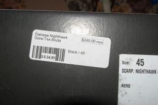 Dainese Nighthawk Gore Tex Boots in box with tags