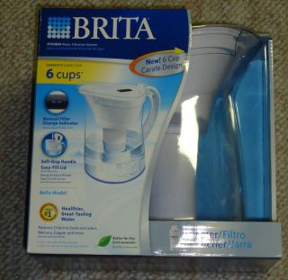 Brita 6 Cup Filtered Water Pitcher White Carafe Style Free Shipping 