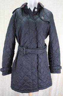 New Burberry Brit Punter Long Quilted Jacket Check Trench Coat Extra 