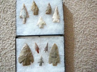 Authentic Texas arrowhead artifact group of 10 peices / 1 coa