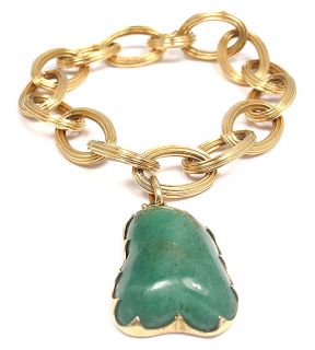 EXTREMELY RARE AUTHENTIC M BUCCELLATI 18K YELLOW GOLD JADE CHARM LINK 
