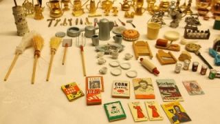 Lot of miniature items great for a doll house or diorama scene