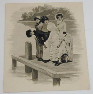 Victorian Trade Card Brokaws Clothing Ladies on Dock