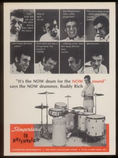 1968 Buddy Rich 9 photo Slingerland drum set print ad