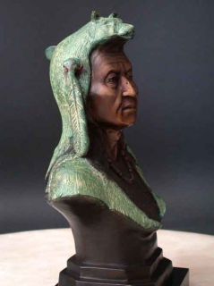 Bronze America Indian Bust Tribal Art Free SHIP