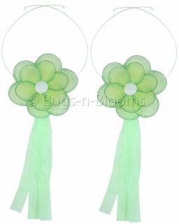   Glitter Curtain Green Tiebacks Nursery 2 PC Pair Bugs N Blooms