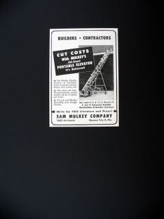 Sam Mulkey Co Building Materials Elevator 1949 Print Ad