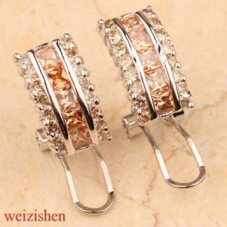   18k Gold Filled Brown Morganite Jewelry Gemstones Studs Earrings T0465