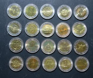Thailand 10 Baht Bi Metallic Complete 59 coins UPDATED 2012